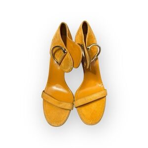 GUCCI Mustard Yellow Wide Ankle Strap High Heels Shoes *Missing lace tie* 6 B